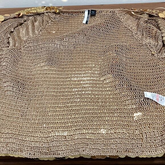 Topshop NWOT Open Jacket Made of Gold Sequin Disks. Size 2. - Picture 6 of 6